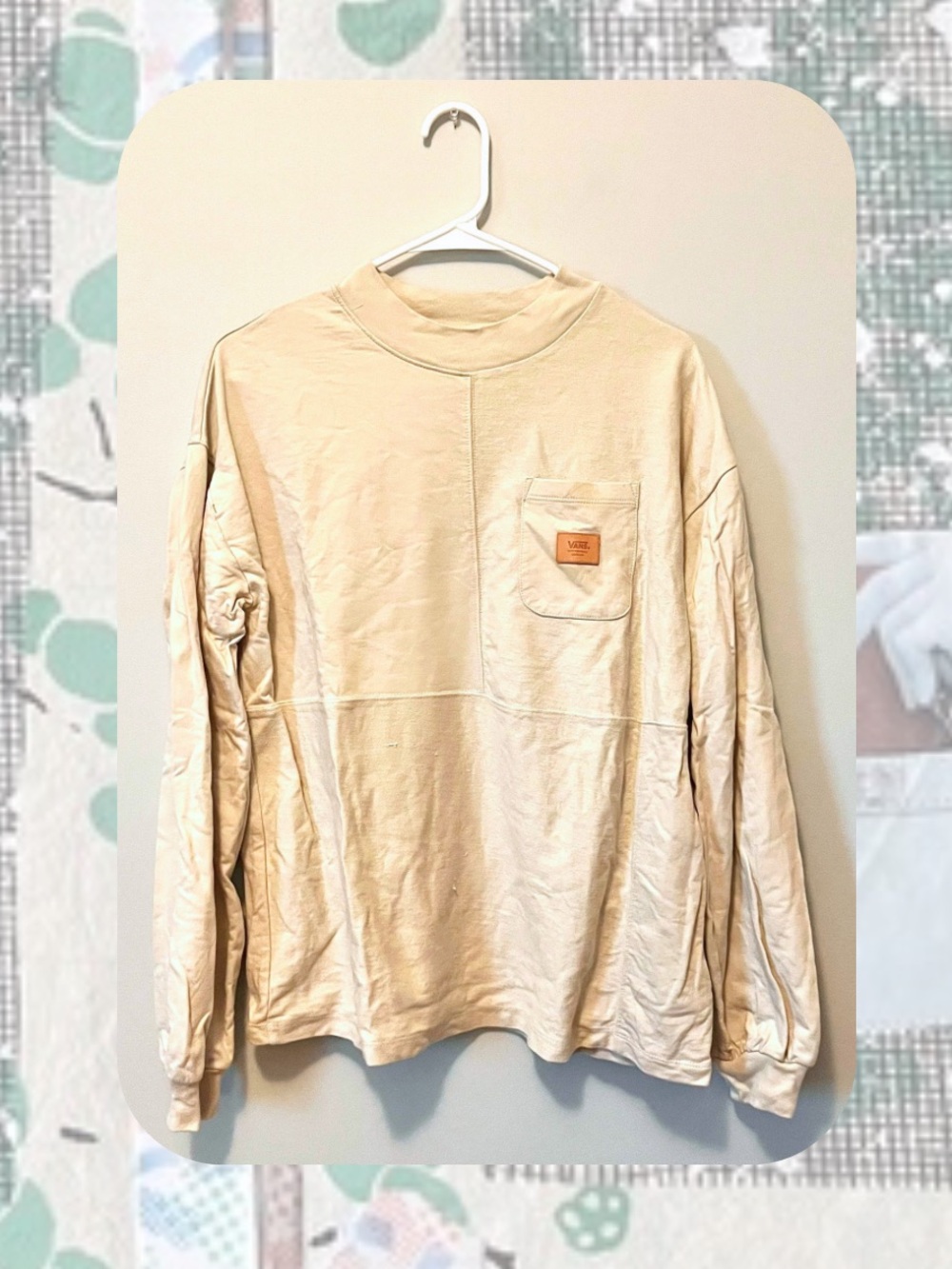 (womenβs) Vans Cream Long-Sleeve Pocket Shirt